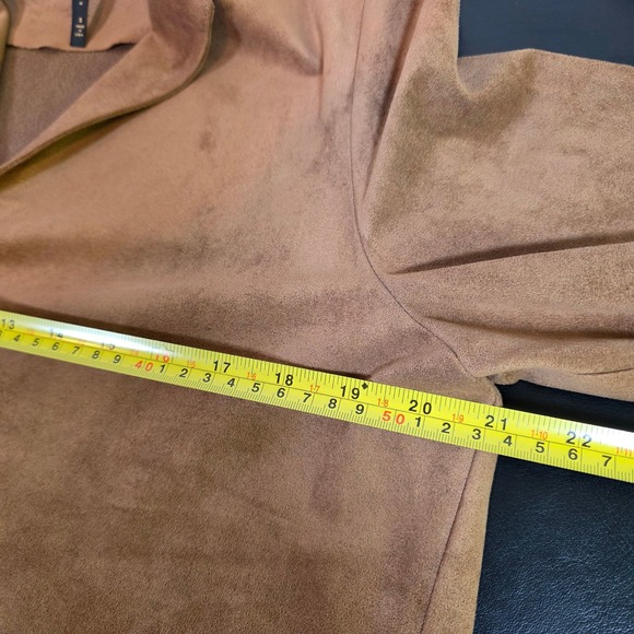 IC BY CONNIE K Women S Brown Asymmetric Faux Suede Blazer Jacket Artsy Lagenlook - Picture 6 of 9